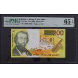 Belgium 200 Francs issued 1995, serial No. 31503033702 (TBB B591a, Pick148) in PMG holder graded