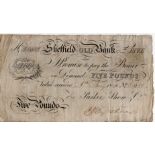 Sheffield Old Bank 5 Pounds dated 1840, serial No. 5958 for Parker, Shores & Co. (Outing1928f) 3