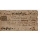 Stafford Bank 1 Pound dated 1823 for Birch, Yates & Co., serial No. 5644 (Outing2026c) pinholes,