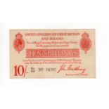 Bradbury 10 Shillings (T12.3) issued 1915, LAST RUN 'C2' prefix, 5 digit serial number C2/68