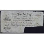 Yeovil Old Bank, Somersetshire 1 Pound dated 1819, serial No. BE210 for John Daniell, John Hutchings