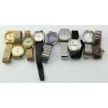 Gents automatic / manual wind wristwatches (9) includes Tissot PR516, Seiko Weekdater, Surprise