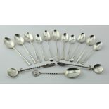 Mixed lot of silver spoons twelve with British hallmarks all 20th century and two unmarked low grade