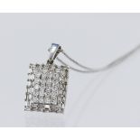 18ct white gold diamond pendant, featuring 20 round brilliant cut diamonds surrounded by 34