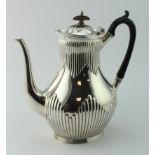 Victorian silver Queen Anne style coffee pot - hallmarked on lid and base for Elkington & Co.