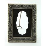 Silver picture frame, decorated with Chinese characters, figures etc., hallmarks to reverse, 10cm