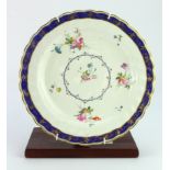 Royal Crown Derby Pattern 8 Cabinet Plate – Dewsbury Period – (prior to 1796). Blue gilt banded