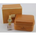 Ladies 18ct Ebel quartz wristwatch purchased 1997. The mother of pearl dial with diamond bezel, on