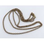 9ct yellow gold double row chain necklace with swivel clasp, shorter chain length approx. 64cm,