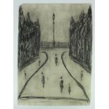 Attributed to L S Lowry (Unverified) Pencil/graphite sketch depicting figures in a street with