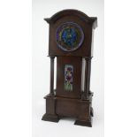 Liberty style mantel clock in the form of a grandfather clock, movement stamped Lenzkirch, blue