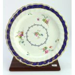 Royal Crown Derby Pattern 10 plate - Dewsbury Period – 1780. Blue gilt banded boarder with central