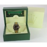 Gents Rolex Oyster Perpetual Date Submariner circa 2008 with black dial and bezel on a bi-