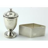 Silver pepper hallmarked Birm 1917/1918 on lid and base plus a silver engine turned napkin ring