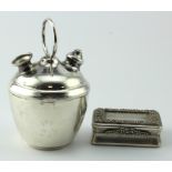 White metal continental cruet marked on the ring handle with two marks (probably Spanish marks) plus