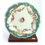 Royal Crown Derby Floral edge – with turquoise scroll and gilt leaf boarder – Flower garland boarder