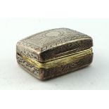 Silver vinaigrette with foliate decoration, gilt lined with internal grill, hallmarked 'WE, London