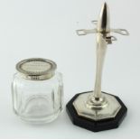 Victorian silver and glass inkwell hallmarked JATS London 1886". Top reads "From TG Mylchreest to