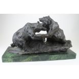 Bronze study of a pair of fighting bears. Measures approx. 27cm H x 50cm L.