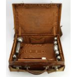 Gentleman's Monogrammed Crocodile Skin travelling vanity case made by W.A Kiernan of Regent St.