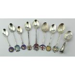 Silver teaspoons, collection of seven souvenir teaspoons, including one for Ipswich, plus a shooting