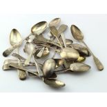 Teaspoons. A group of twenty-one various silver teaspoons, weight 10.7oz. approx.