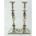 Pair of ornate Russian silver Sabbath type candlesticks fully hallmarked on their bases and their