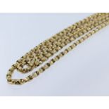 Yellow metal (tests as 9ct) "muff" chain weight 29.1g