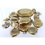 Assortment of 9ct / yellow metal / rolled gold photo lockets.