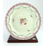 Royal Crown Derby Pattern 10 Cabinet Plate – pink pie crust boarder with holly garland – central