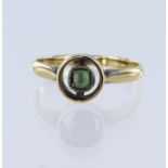 9ct yellow gold ring set with a single emerald measuring approx. 3mm x 2.5mm, finger size K,