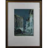 Foweraker, Albert Moulton (British fl.1873-1942) Watercolour. A North African moonlit street with