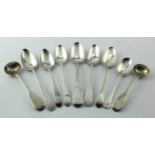 Mixed lot of silver flatware comprising seven Georgian teaspoons which includes two for Newcastle
