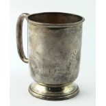 Silver single handled cup, hallmarked 'T&S, Birmingham', initials engraved to side, height 90mm