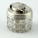 Silver & glass travelling inkwell hallmarked (Maker mis-struck and difficult to read) London 1825