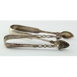 Sugar Tongs. Two pairs of silver sugar tongs, hallmarks consist 'ARS, Glasgow 1800' (16cm, weight