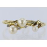 Two rings to include 9ct yellow gold single cultured pearl ring, pearl measurements 5mm, finger size