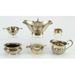 Mixed silver. A group of various silver hallmarked condiments, jugs etc., silver weight 10.3oz.