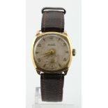 Gents 9ct cased wristwatch by Rotary circa 1942. Presentationally engraved on the back. Working when