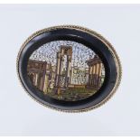 Gold plated micro-mosaic Grand Tour brooch. Approx 42mm x 34mm