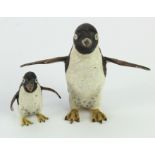 Cold painted bronzes. Two cold painted bronzes depicting penguins, height 70mm & 38mm approx.