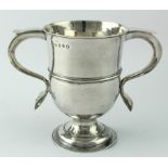 George III silver two handled cup hallmarked I.I. (John Innocent, poss.) London 1788 - (the foot