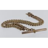 9ct "T" bar pocket watch chain. Length approx 38.5mm, weight 36.3g