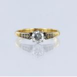 Stamped '18CT PLAT' diamond solitaire ring, round brilliant cut diamond weight approx 0.45ct,