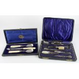 Boxed silver mounted part manicure set (six pieces part silver) the silver parts are hallmarked