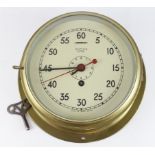 Smiths astral brass ships bulkhead clock, dial diameter 20cm approx.