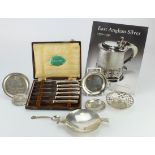 Mixed Silver. A collection of various silver pieces, including a twin handled dish (hallmarked '