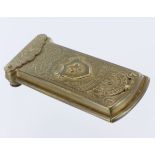 Victorian gilt-brass "The Quadruple Golden Casket" needle case by W. Avery & Son, Redditch.