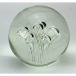 Large glass paperweight with internal decoration, unsigned, height 16cm, width 18cm approx.