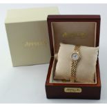 Ladies 18ct cased Appella quartz wristwatch with mother pf pearl and diamond dot dial / bezel,